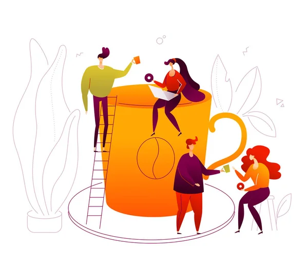 Pausa para café - estilo de design plano ilustração colorida —  Vetores de Stock