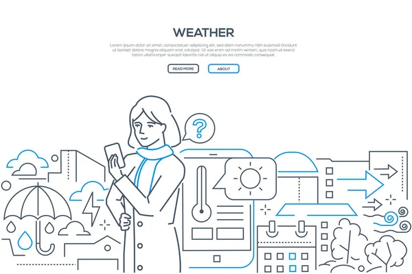 天気予報 - 近代的なライン デザイン スタイル web バナー — ストックベクタ