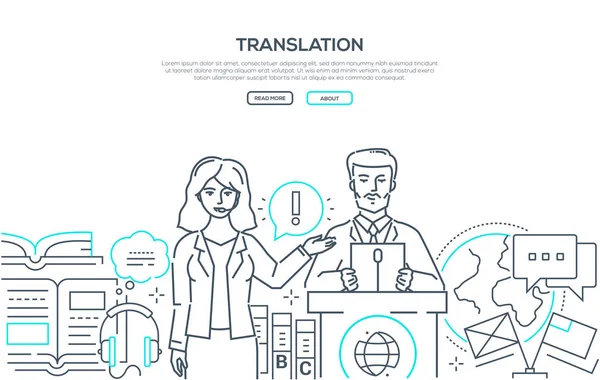 Traducción - diseño de línea moderna banner web de estilo — Vector de stock