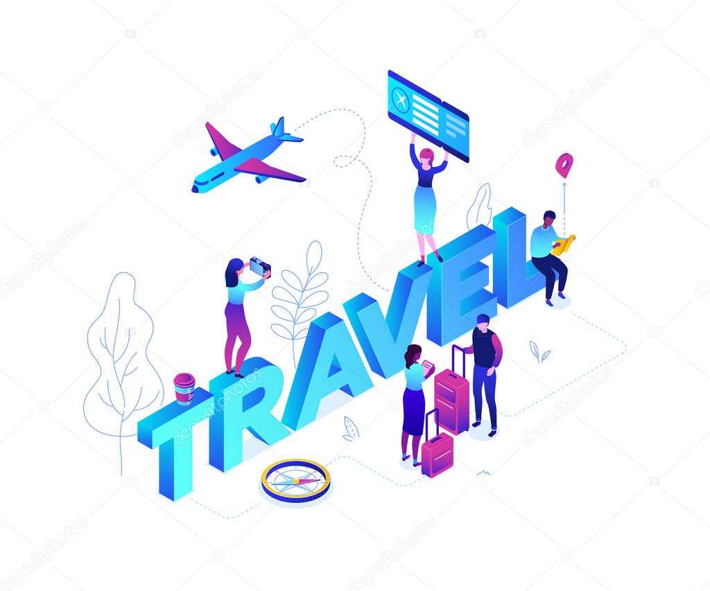 Travel concept - modern colorful isometric vector illustration