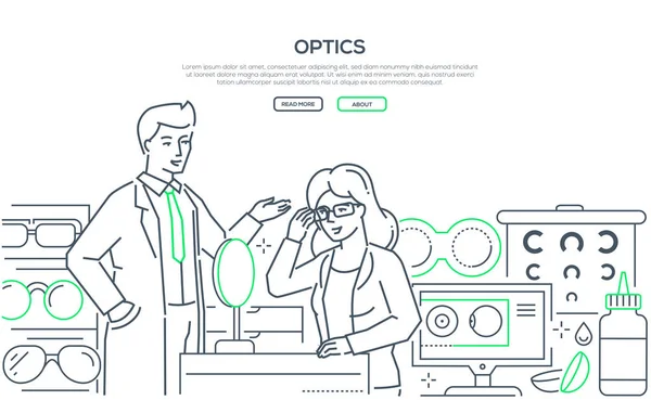 Оптика - веб-банер сучасного лінійного дизайну — стоковий вектор