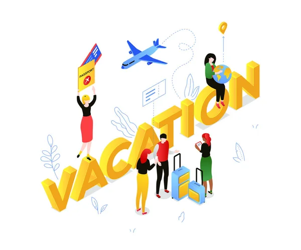 Vacation and travel - modern colorful isometric vector illustration — Stock Vector