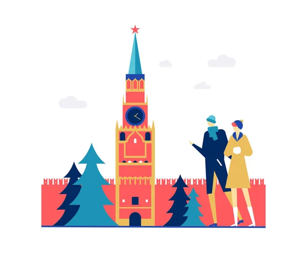 Besuchen sie russland - bunte flache design stil illustration — Stockvektor