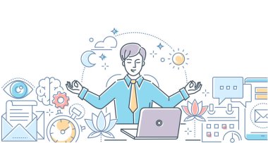 Mindfulness iş - çağdaş çizgi stil tasarlamak