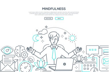 Mindfulness - çağdaş çizgi tasarım stili web afiş