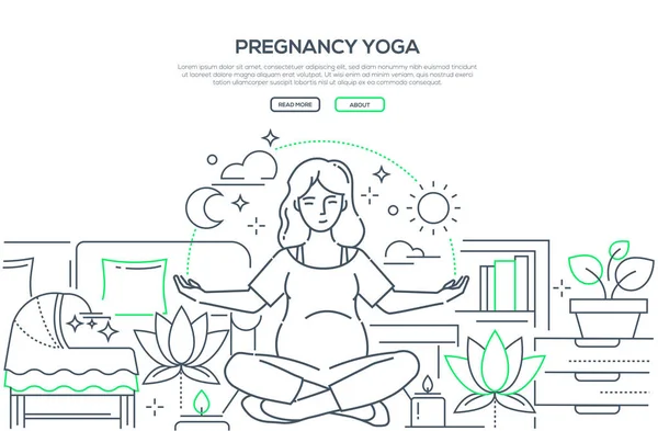 Gebelik yoga - çağdaş çizgi tasarım stili web afiş — Stok Vektör