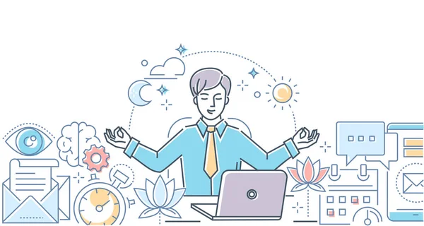 Mindfulness al lavoro - illustrazione moderna del design della linea — Vettoriale Stock