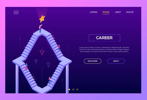 Carreira - modelo de landing page vetorial isométrico moderno —  Vetores de Stock