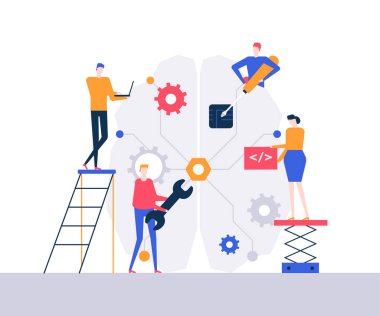 Yapay zeka - düz tasarım stili renkli resimde