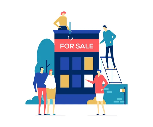 House for sale - colorful flat design style illustration — Stock Vector