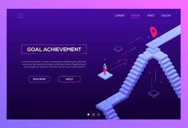 Hedef başarı - modern izometrik vektör Web sitesi başlık