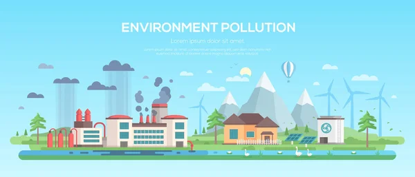 Забруднення навколишнього середовища - сучасний стиль плоского дизайну Векторні ілюстрації — стоковий вектор