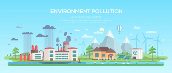 Contaminación del medio ambiente - diseño plano moderno estilo vector ilustración — Archivo Imágenes Vectoriales