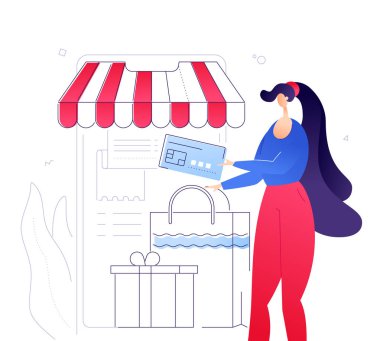 Online ödeme - modern renkli düz stil tasarlamak