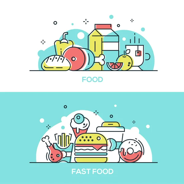 Voedsel concept - moderne lijn ontwerp stijl illustraties — Stockvector