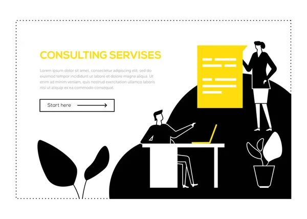 Consulting services - flat design style web banner — Stock Vector