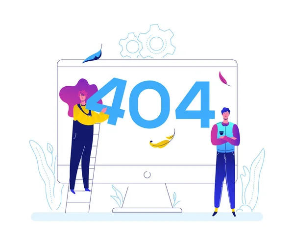 Ошибка 404 страницы - плоский стиль дизайна красочная иллюстрация — стоковый вектор