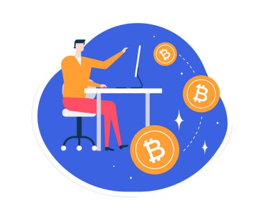 Cryptocurrency kavramı - düz tasarım stili renkli resimde