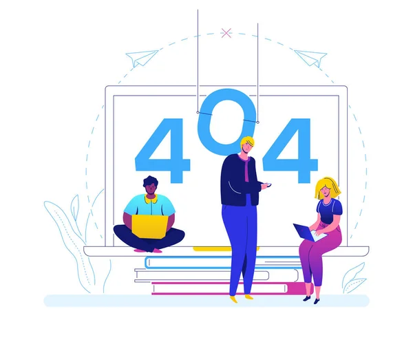 오류 404 페이지-플랫 디자인 스타일 화려한 그림 — 스톡 벡터