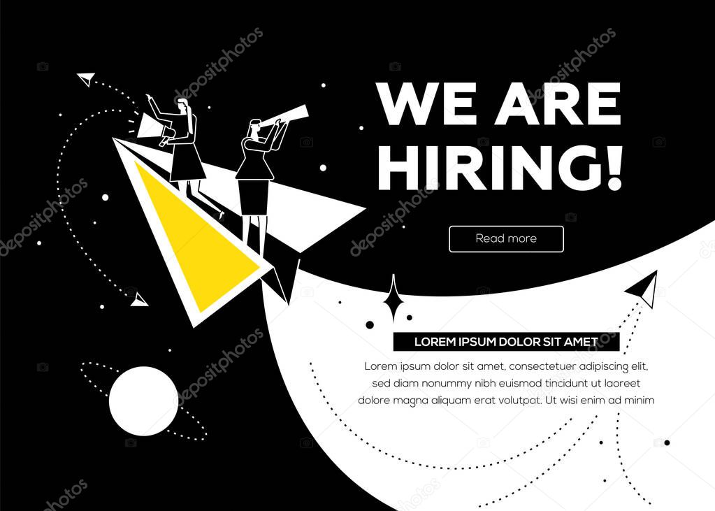 We are hiring - flat design style colorful illustration