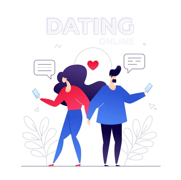 Dating online - moderne kleurrijke plat design stijl illustratie — Stockvector