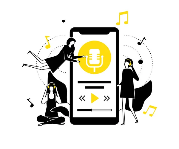 Listening to music - flat design style illustration — Stock Vector