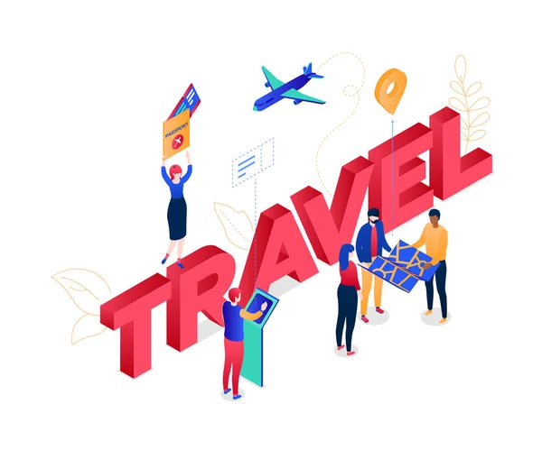 Travel concept - modern colorful isometric vector illustration — Stock Vector