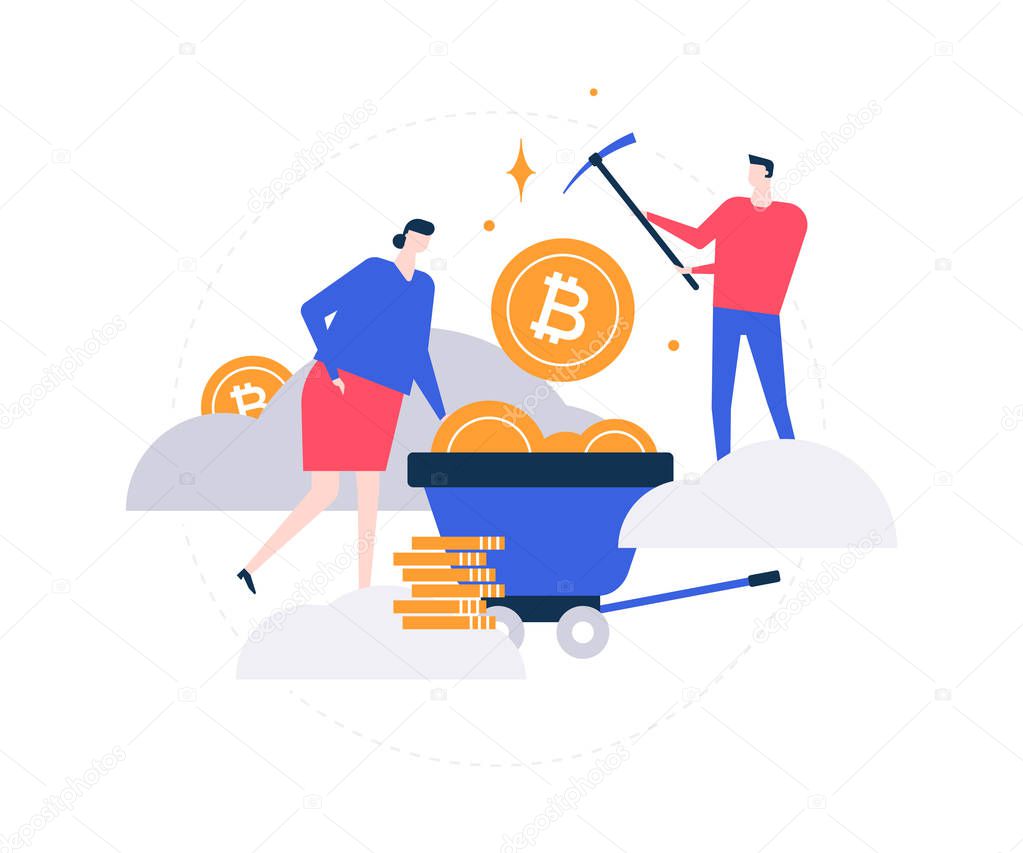 Cryptocurrency concept - flat design style colorful illustration