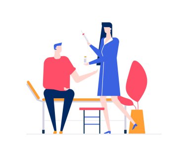 Bir doktor - renkli düz stil tasarlamak ziyaret