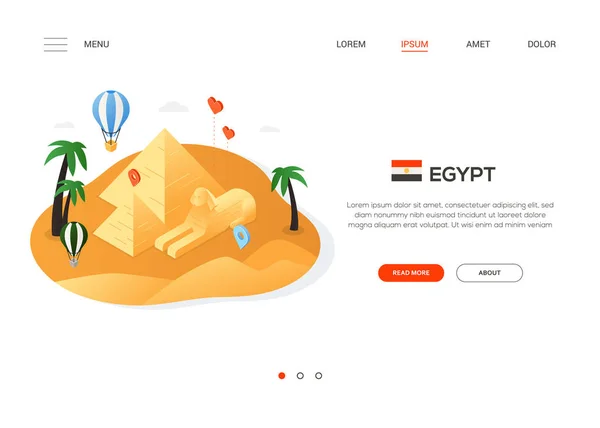 Επισκεφτείτε Αίγυπτος - σύγχρονη πολύχρωμα ισομετρική web banner — Διανυσματικό Αρχείο
