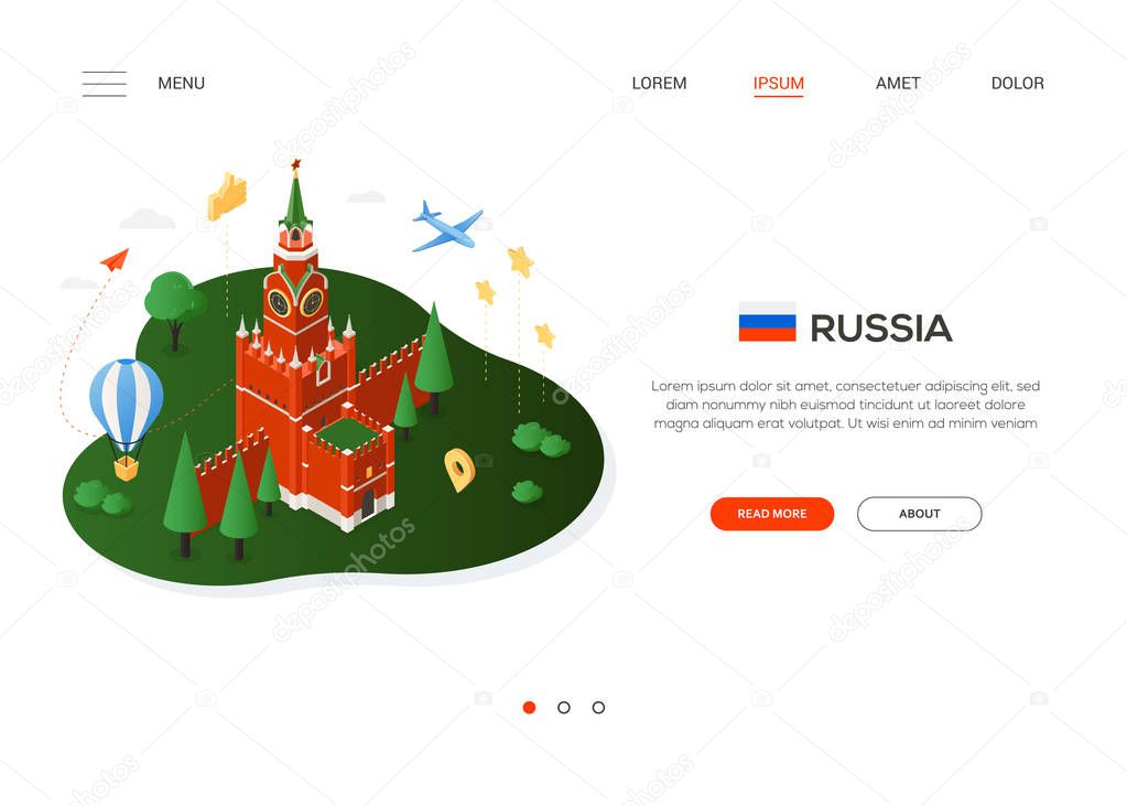 Visit Russia - modern colorful isometric web banner
