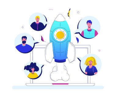 Başlangıç - modern düz tasarım stili renkli resimde