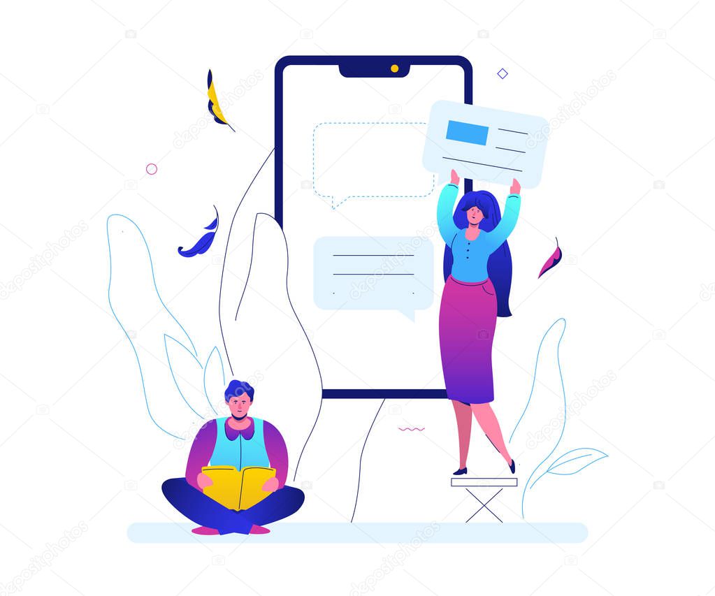 Online chatting - flat design style colorful illustration