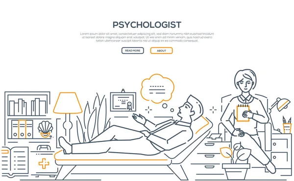 Psicólogo - banner de web estilo de design de linha moderna — Vetor de Stock
