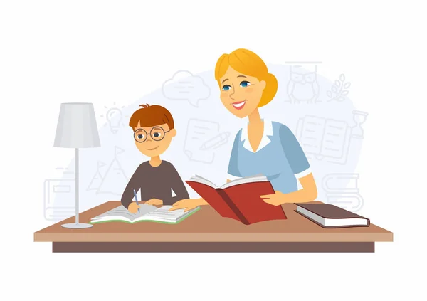 Tutor-moderne vector cartoon mensen personages illustratie — Stockvector