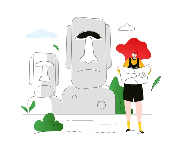 Visita Isla de Pascua - colorido diseño plano estilo ilustración — Vector de stock