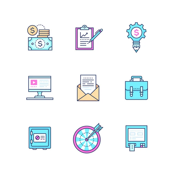 Negocio - conjunto de iconos de estilo de diseño de línea — Vector de stock