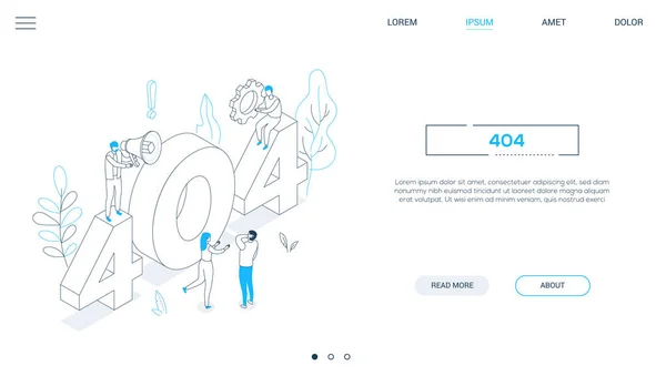 Fel 404 Page-line design stil isometrisk webbbanner — Stock vektor