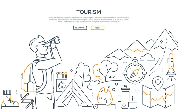 Tourisme - bannière web vectorielle de style design de ligne — Image vectorielle
