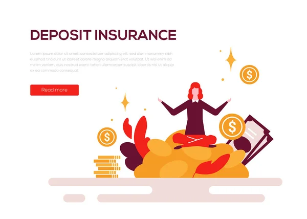 Assicurazione di deposito - banner web colorato in stile flat design — Vettoriale Stock