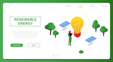 Yenilenebilir enerji - modern renkli biyometrik vektör web afiş