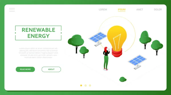 Energia renovável - banner de web vetorial isométrico colorido moderno — Vetor de Stock