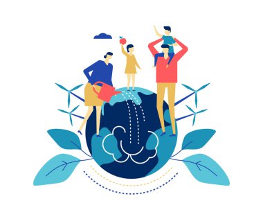 Yeşil gezegen - renkli düz stil tasarlamak