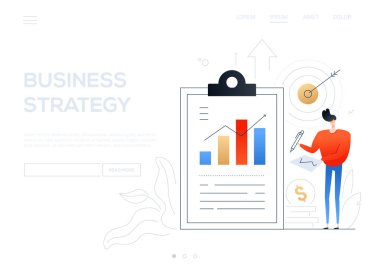 İş stratejisi - düz tasarım tarzı web afiş