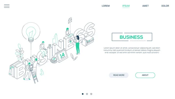 Business and finance - line design style isometric web banner — Stock Vector