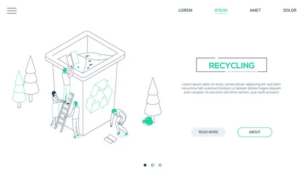Recycling-line ontwerp stijl isometrische web banner — Stockvector