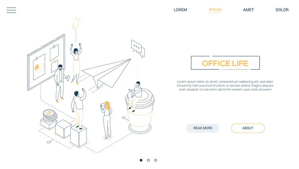 Office az élet-line design stílus izometrikus Web Banner — Stock Vector