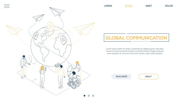 Negocios internacionales - diseño de línea estilo de banner web isométrico — Archivo Imágenes Vectoriales