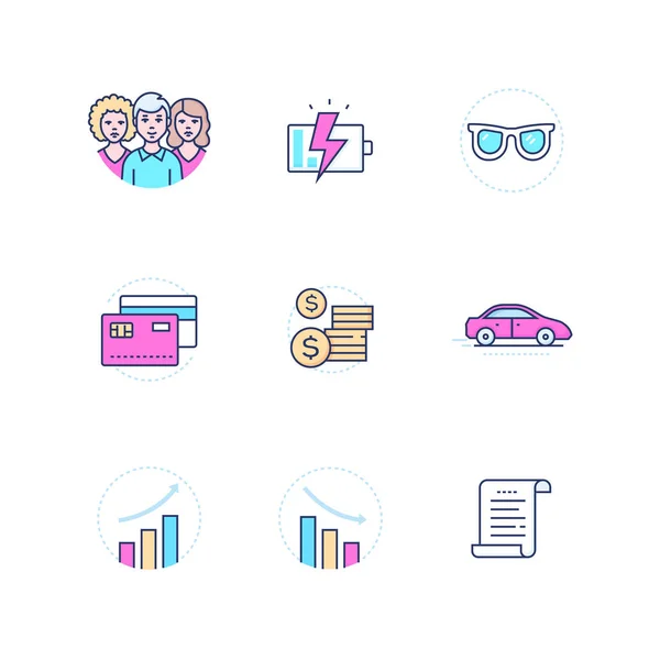 Conceptos de negocio - conjunto de iconos de diseño de línea moderna — Vector de stock