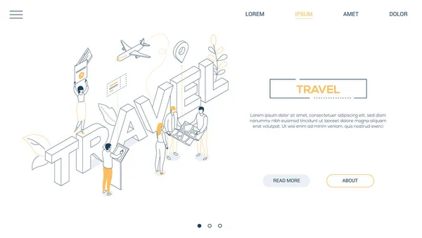 Concept de voyage - style de conception de ligne isométrique bannière web — Image vectorielle